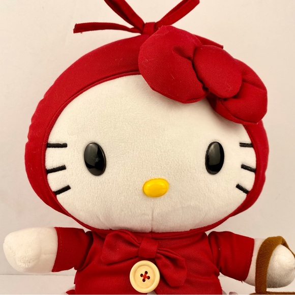 Sanrio Hello Kitty Red Riding Hood 12 in Official Plush Doll Red Hood Bow Basket - Picture 2 of 8